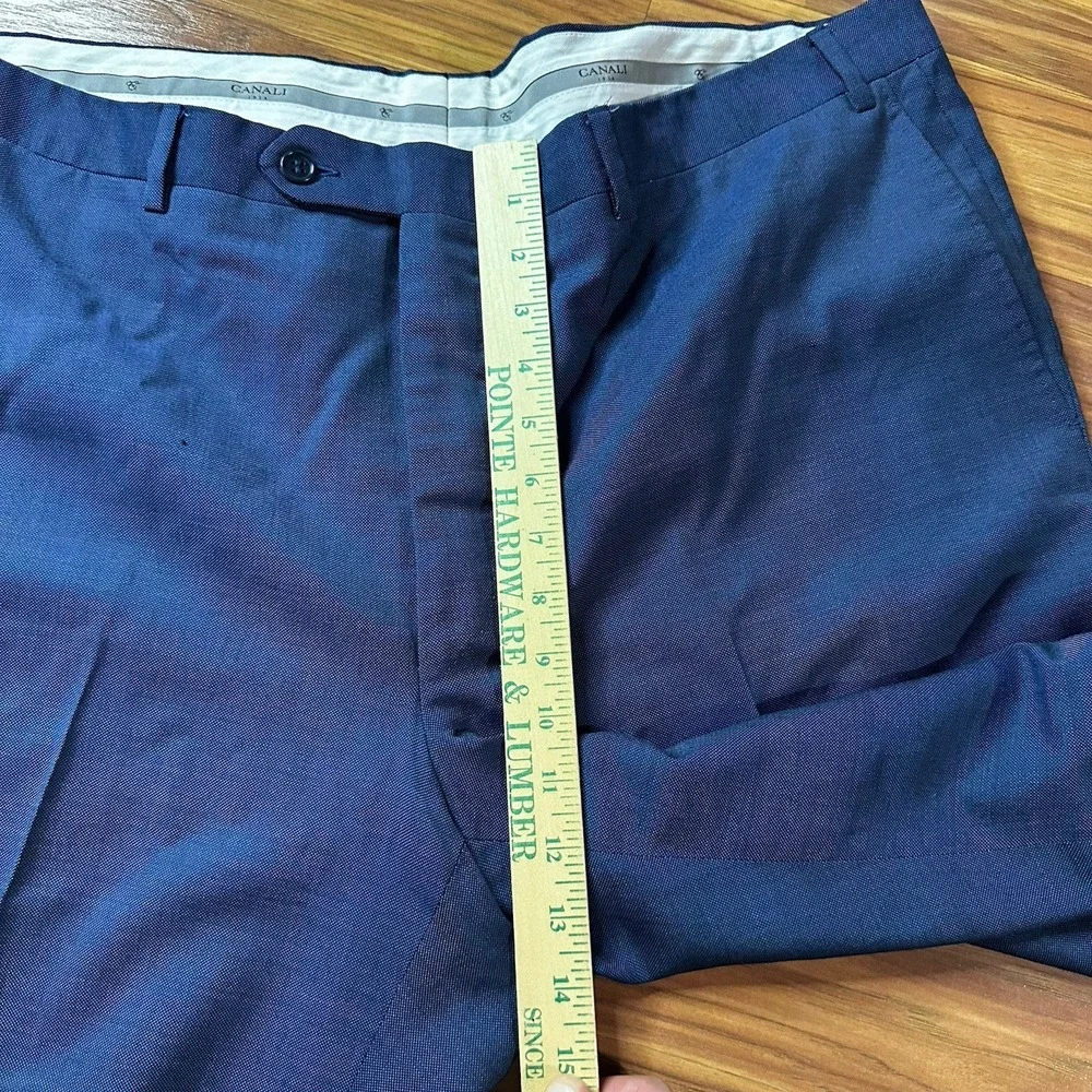 Lot of 2 Canali Dress Pants Mens 42x29 Blue/Brown Wool Pleated Made in Italy